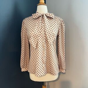 Vintage Alfred Dunner Blush Geometric Tie Neck Blouse Size 10